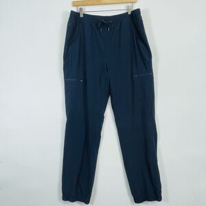 Eddie Bauer Navy Blue Blackwatch Plaid Lined Windbreaker Pull On Pants Womens 14